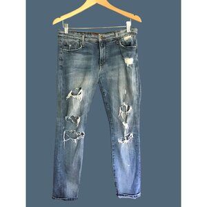 JOE'S -WOMENS 99% COTTON LIGHT WASH DISTRESS EASY CROP TAPPEREDLEG JEANS SIZE 26